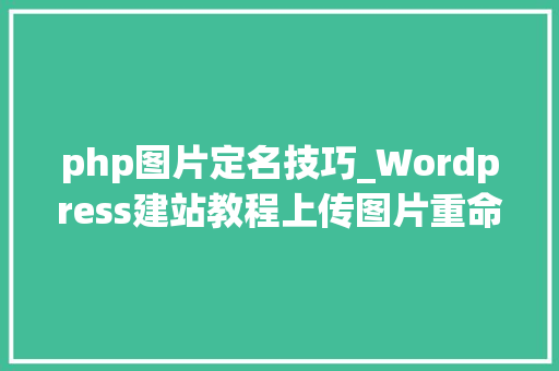 php图片定名技巧_Wordpress建站教程上传图片重命名避免中文名影响SEO优化