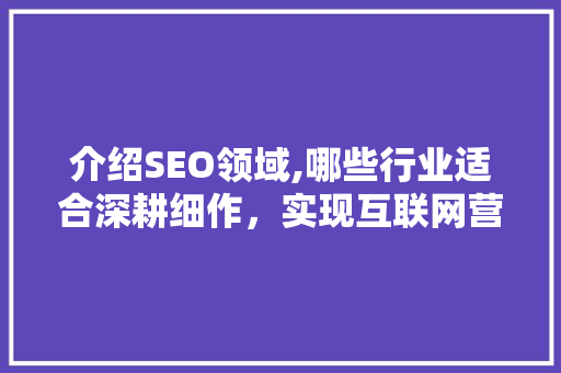 介绍SEO领域,哪些行业适合深耕细作，实现互联网营销突破