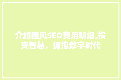 介绍团风SEO费用明细,投资智慧，拥抱数字时代