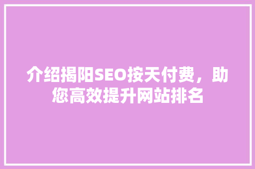 介绍揭阳SEO按天付费，助您高效提升网站排名