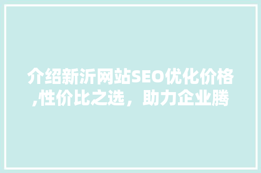 介绍新沂网站SEO优化价格,性价比之选，助力企业腾飞
