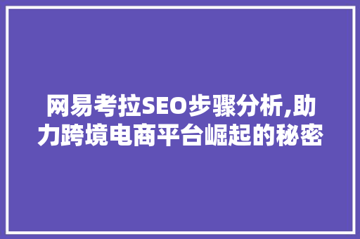 网易考拉SEO步骤分析,助力跨境电商平台崛起的秘密武器