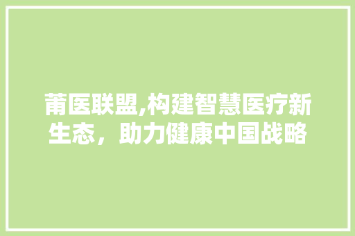 莆医联盟,构建智慧医疗新生态，助力健康中国战略