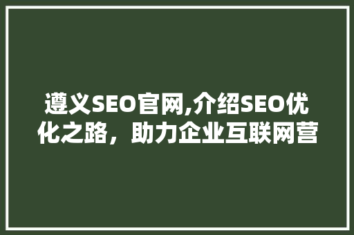 遵义SEO官网,介绍SEO优化之路，助力企业互联网营销腾飞