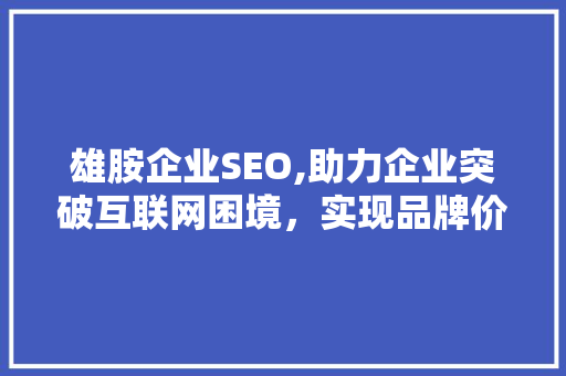 雄胺企业SEO,助力企业突破互联网困境，实现品牌价值最大化