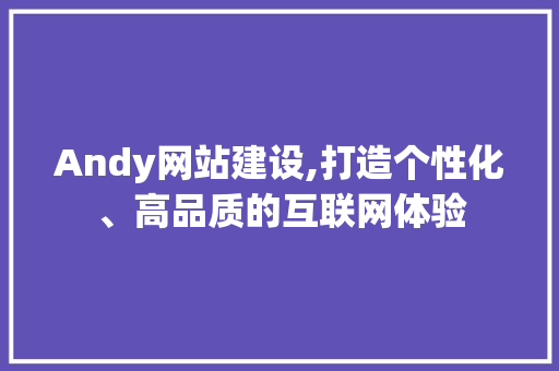 Andy网站建设,打造个性化、高品质的互联网体验