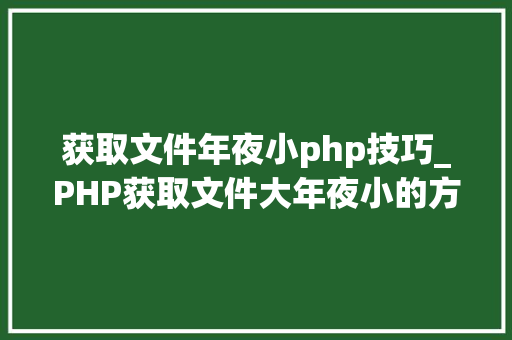 获取文件年夜小php技巧_PHP获取文件大年夜小的方法详解附视频