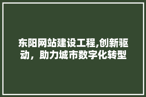 东阳网站建设工程,创新驱动，助力城市数字化转型