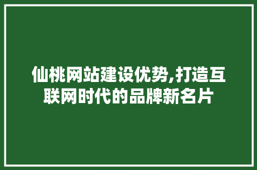 仙桃网站建设优势,打造互联网时代的品牌新名片