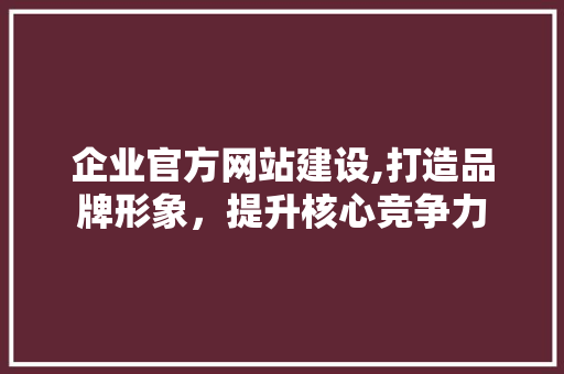 企业官方网站建设,打造品牌形象，提升核心竞争力