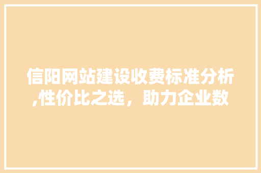 信阳网站建设收费标准分析,性价比之选，助力企业数字化转型