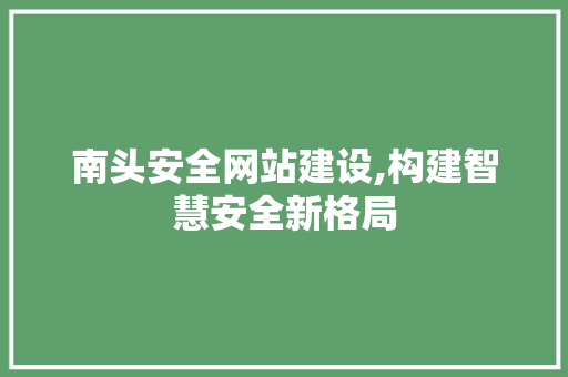 南头安全网站建设,构建智慧安全新格局