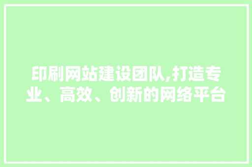 印刷网站建设团队,打造专业、高效、创新的网络平台