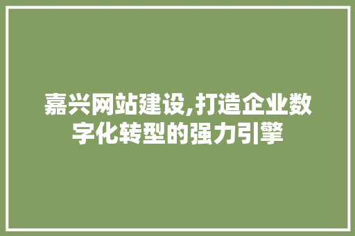 嘉兴网站建设,打造企业数字化转型的强力引擎