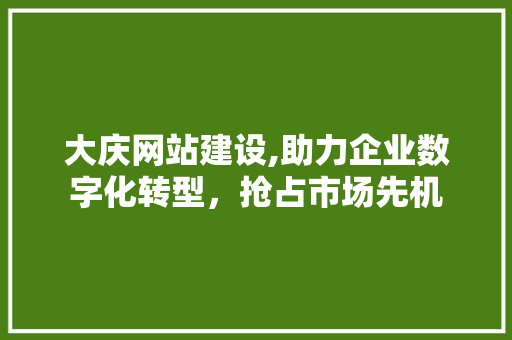 大庆网站建设,助力企业数字化转型，抢占市场先机