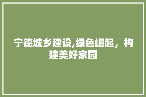 宁德城乡建设,绿色崛起，构建美好家园