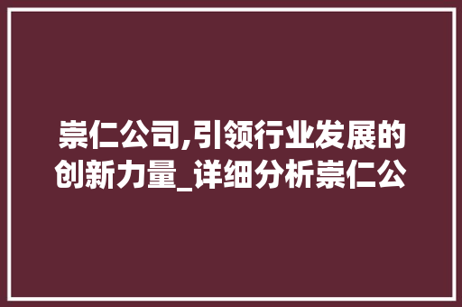 崇仁公司,引领行业发展的创新力量_详细分析崇仁公司网站建设