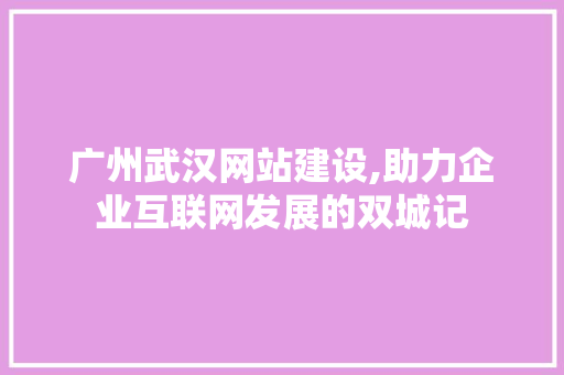 广州武汉网站建设,助力企业互联网发展的双城记
