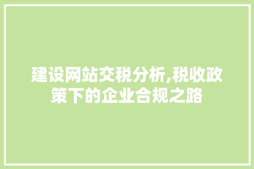 建设网站交税分析,税收政策下的企业合规之路