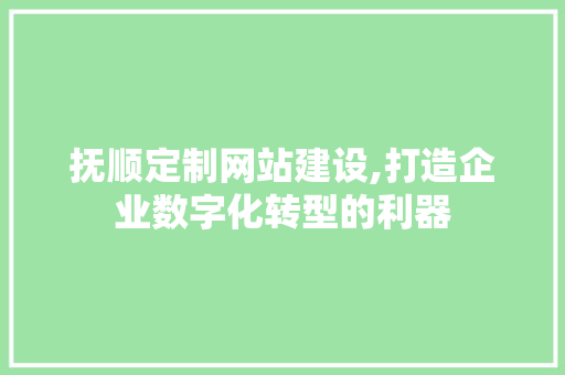 抚顺定制网站建设,打造企业数字化转型的利器