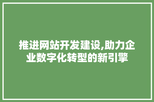 推进网站开发建设,助力企业数字化转型的新引擎