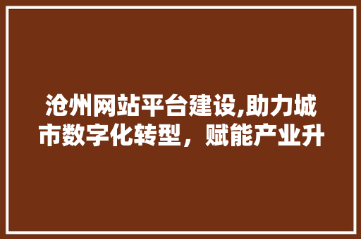 沧州网站平台建设,助力城市数字化转型，赋能产业升级发展