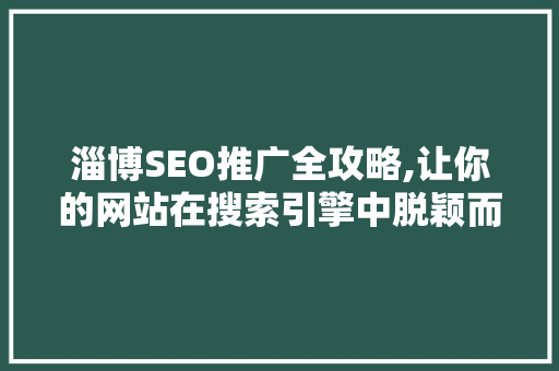淄博SEO推广全攻略,让你的网站在搜索引擎中脱颖而出