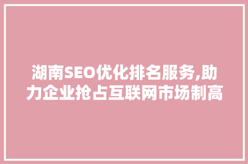 湖南SEO优化排名服务,助力企业抢占互联网市场制高点