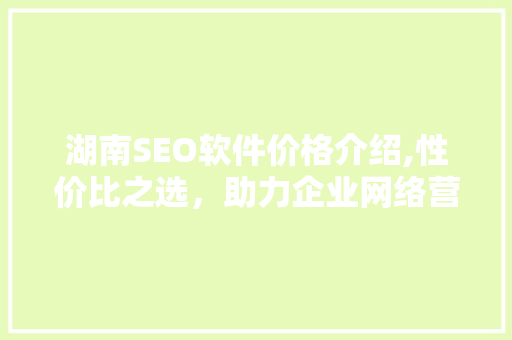 湖南SEO软件价格介绍,性价比之选，助力企业网络营销