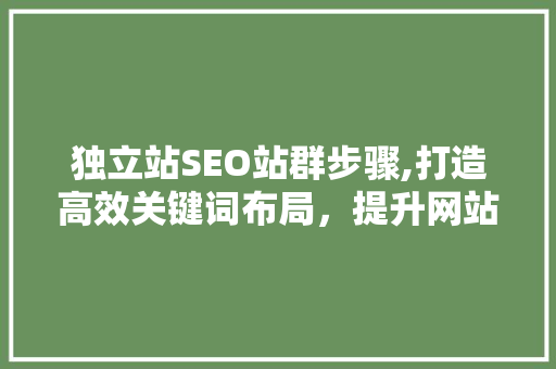 独立站SEO站群步骤,打造高效关键词布局，提升网站排名