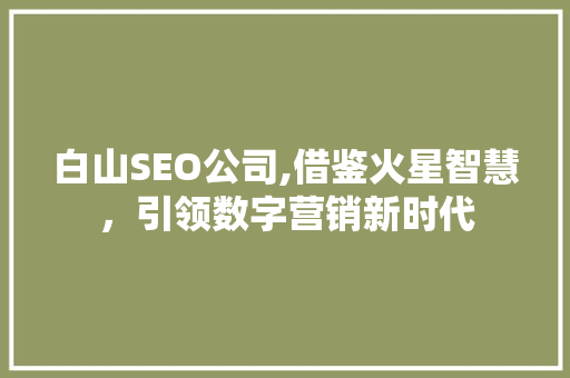 白山SEO公司,借鉴火星智慧，引领数字营销新时代