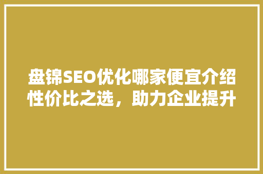 盘锦SEO优化哪家便宜介绍性价比之选，助力企业提升网络影响力