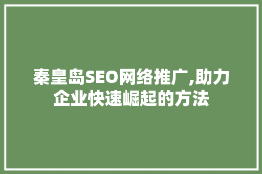 秦皇岛SEO网络推广,助力企业快速崛起的方法