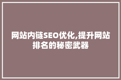 网站内链SEO优化,提升网站排名的秘密武器