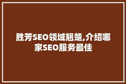 胜芳SEO领域翘楚,介绍哪家SEO服务最佳