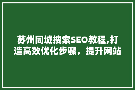 苏州同城搜索SEO教程,打造高效优化步骤，提升网站排名