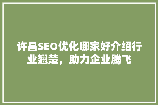 许昌SEO优化哪家好介绍行业翘楚，助力企业腾飞