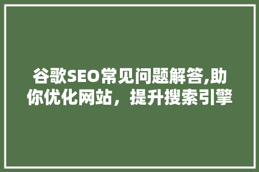 谷歌SEO常见问题解答,助你优化网站，提升搜索引擎排名