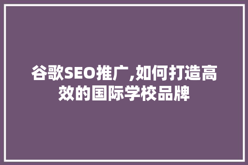 谷歌SEO推广,如何打造高效的国际学校品牌