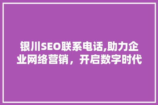 银川SEO联系电话,助力企业网络营销，开启数字时代新篇章