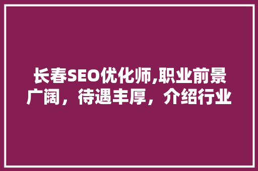 长春SEO优化师,职业前景广阔，待遇丰厚，介绍行业魅力