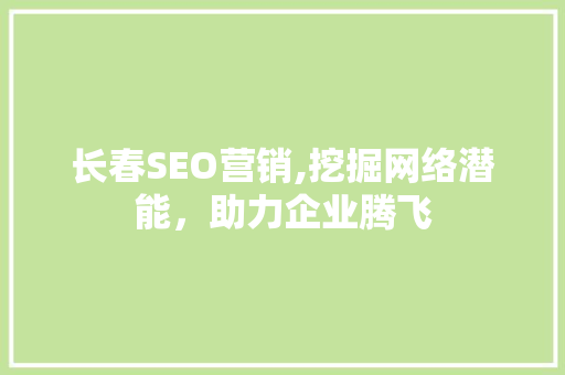 长春SEO营销,挖掘网络潜能，助力企业腾飞