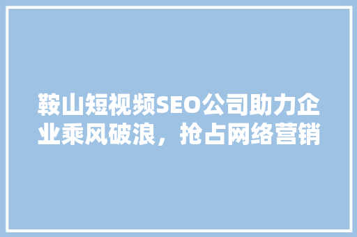 鞍山短视频SEO公司助力企业乘风破浪，抢占网络营销制高点