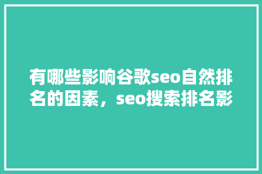 有哪些影响谷歌seo自然排名的因素，seo搜索排名影响因素主要有