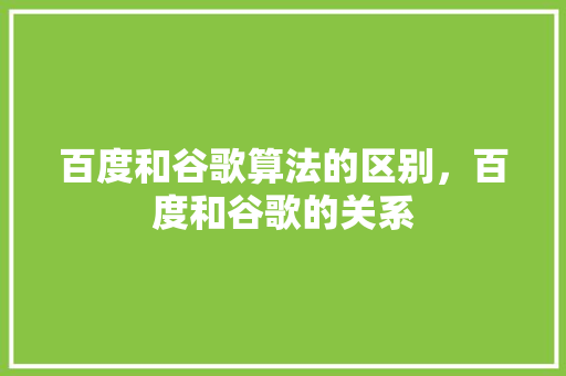 百度和谷歌算法的区别，百度和谷歌的关系
