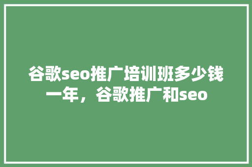 谷歌seo推广培训班多少钱一年，谷歌推广和seo