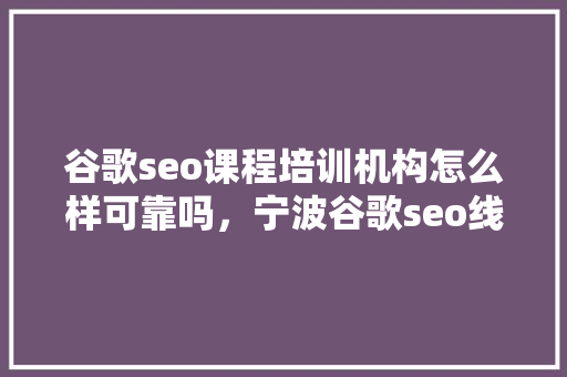 谷歌seo课程培训机构怎么样可靠吗，宁波谷歌seo线下培训班