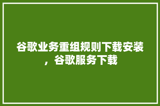 谷歌业务重组规则下载安装，谷歌服务下载