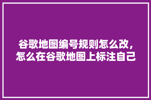 谷歌地图编号规则怎么改，怎么在谷歌地图上标注自己的店铺