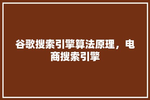 谷歌搜索引擎算法原理，电商搜索引擎